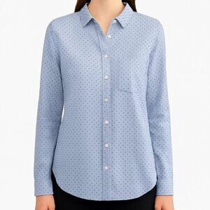 Gap Blue Polka Dot Button Down Shirt L 100% Cotton Classic Fit Casual Top